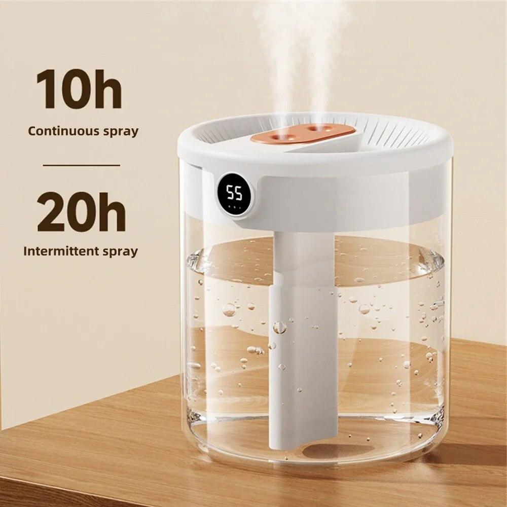 2L Double Nozzle Air Humidifier with LCD Humidity Display Large Capacity Aroma Essential Oil Diffuser for Bedroom