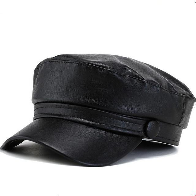 Berretto Piatto in PU per Uomo Donna alla Moda Protezione Solare Stile Hip Hop