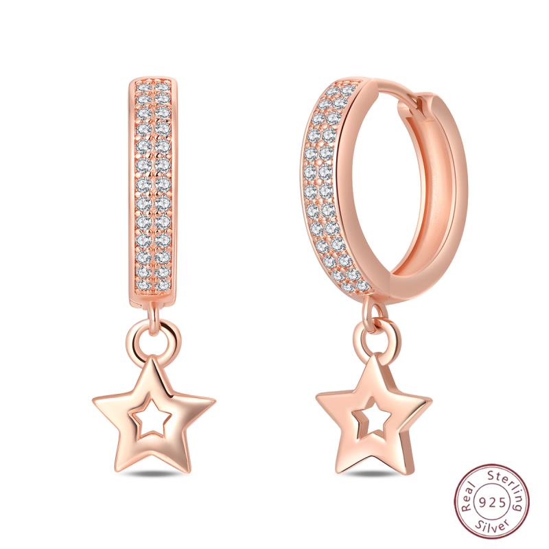 925 Ayar Burgu Halka Küpeler Minimalist Altın Yuvarlak Moda Zirkon Tokalı Düğün Takısı Kadınlar İçin Hediye