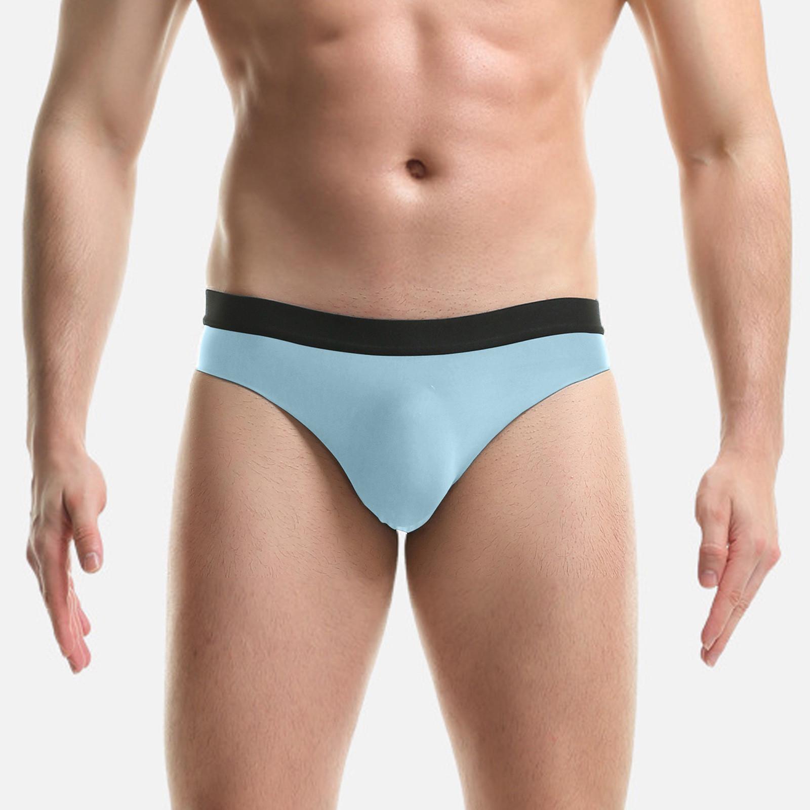 Мужское летнее прохладное мягкое удобное нижнее белье бесшовные дышащие ультратонкие трусы XXL светло-синий
