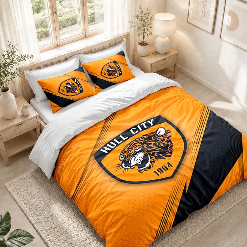 Bedding Set 1 Duvet Cover 2 Pillowcases Hull FC Print Bedroom Home Decoration