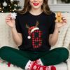 Christmas Reindeer Alphabet TShirt Family Matching Outfits for Parents Kids Couple Xmas Party Holiday Vacation T-shirts Gift
