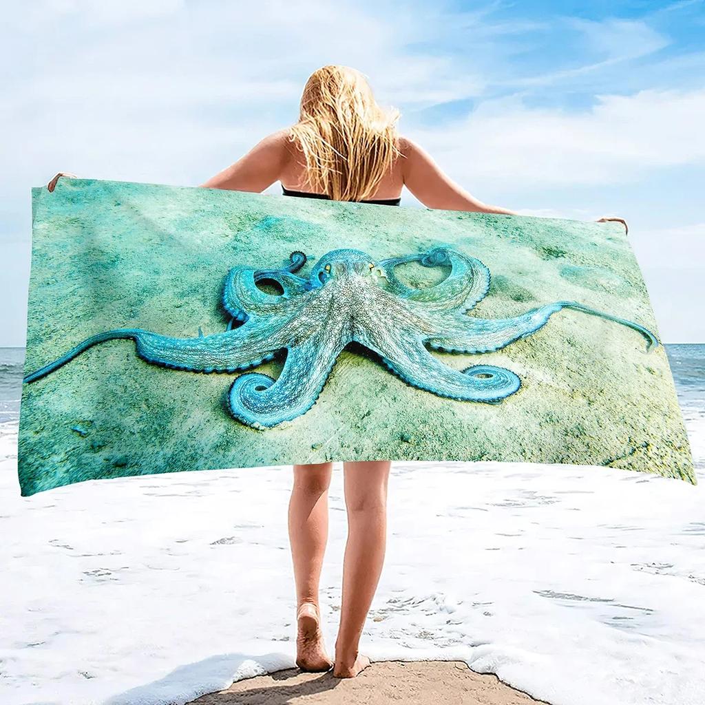 Oktopus Mikrofaser Sandfreies Strandtuch Groß Super Saugfähig Leicht Schnelltrocknend Handtuch für Reisen Pool Schwimmen Bad Yoga