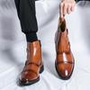 Martin Boots British Brock Chelsea Boots Men's Autumn and Winter High Top Leather Shoes Medium Tooling Boots Leather Boots