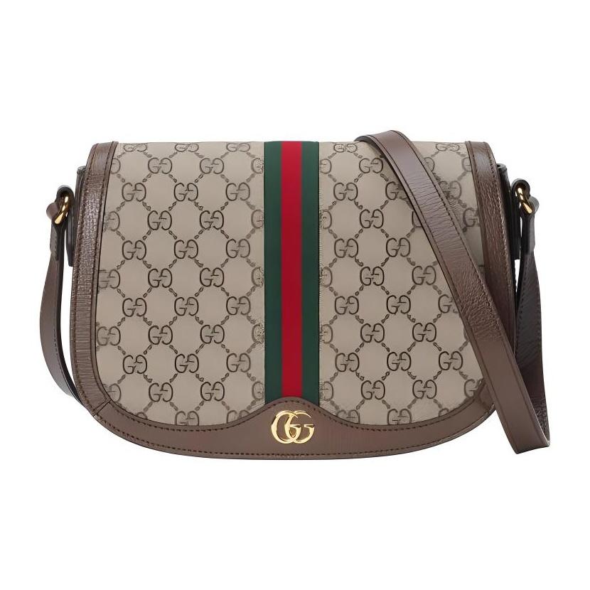 

Gucci Ophidia Logo Stripe Web Canvas And Leather Saddle Bag Women Shoulder Bag 601044-96IWB-8745 Basic Set (Bag+Dust Bag)