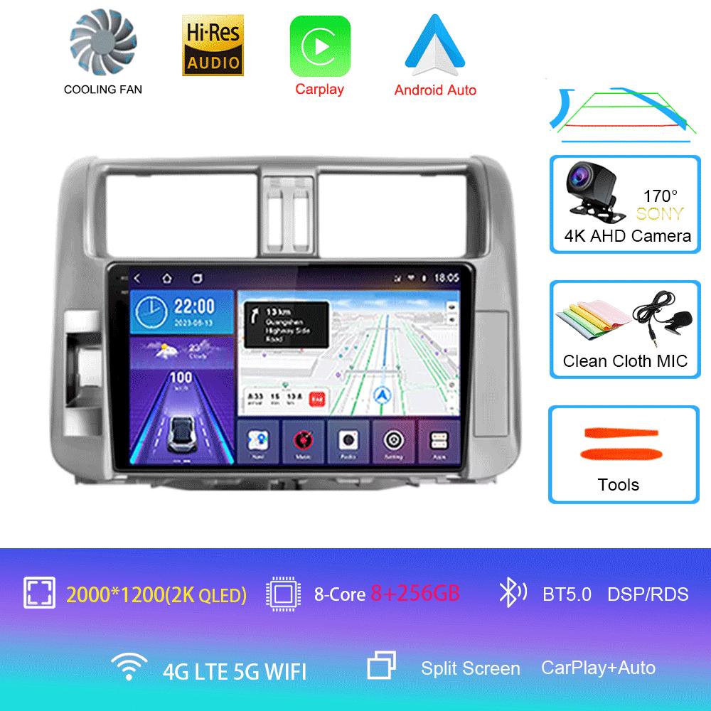 Car Radio Android 14 Carplay Auto For Toyota Land Cruiser Prado 150 2009 - 2013 Navigation GPS Multimedia Player video Stereo BT