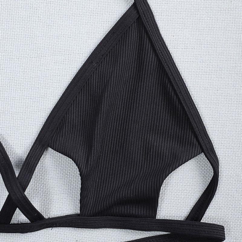 Damen S Krawatten-Halter-Bikini-Oberteil Einfarbige Sexy Strand-Badebekleidung