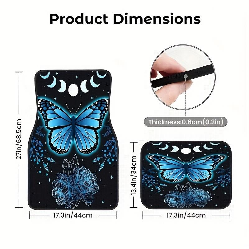 4pcs Fit Car Floor Mats Suitable for /SUVs/Trucks - Non-Slip Butterfly & Flower Design Front & Rear Seats, Durable ANR Rubber Vehicle Floor Liners