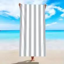 1 Stück Minimal gestreiftes Strandtuch, Ultrafeine Faser Schnelltrocknend Saugfähiges Handtuch, Strand Schwimmen Urlaub Strandtuch