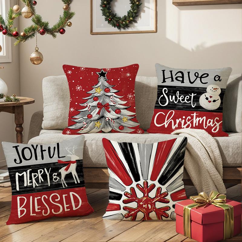 Christmas Pillow Cover for Home Sofa Atmosphere Printed Pillow Cover Christmas Cushion Cover New Style