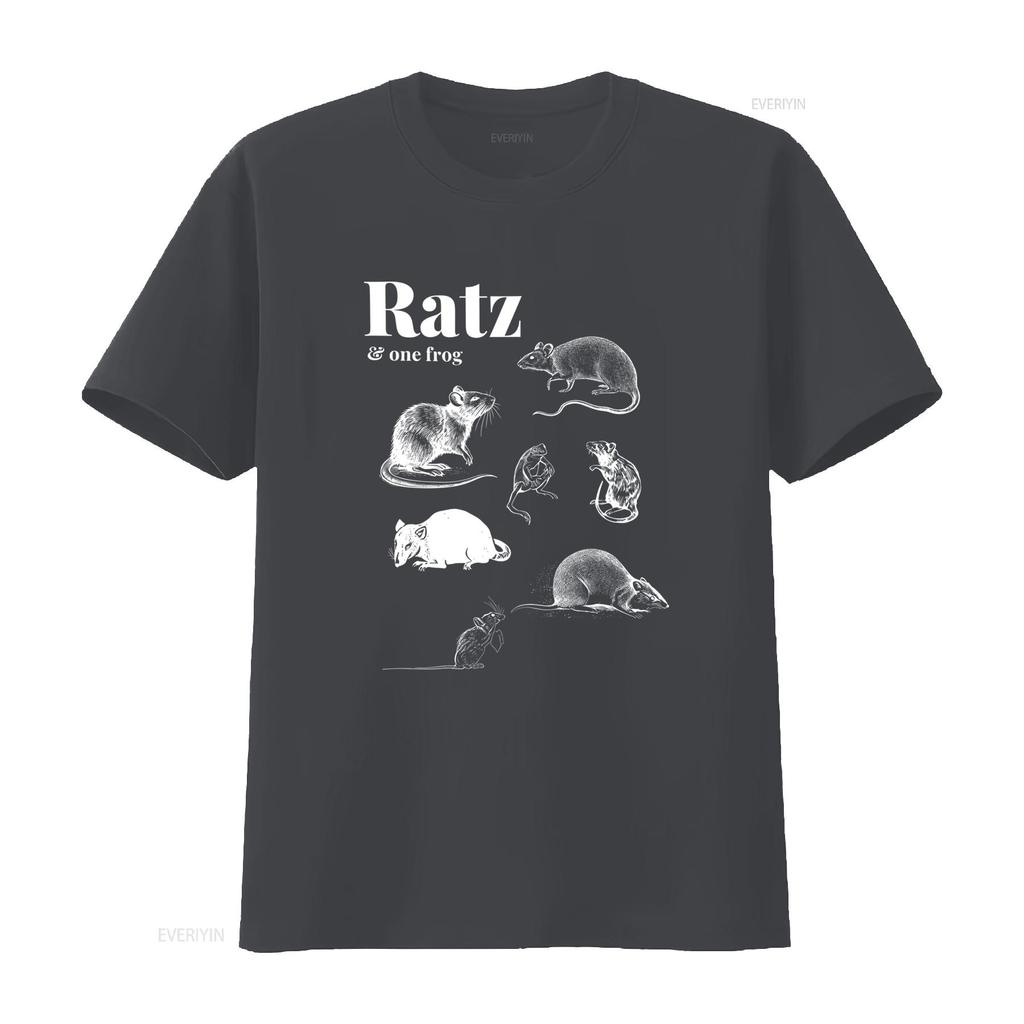 Garment Dyed T Shirt with Ratz One Frog Rat Pattern Print for Casual Fashion vintage Washed Soft designer clothes Stylish