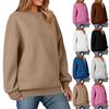 Fashionable Solid Color Womens Sweatshirt Loose Long Sleeved Round Neck Sweatshirt