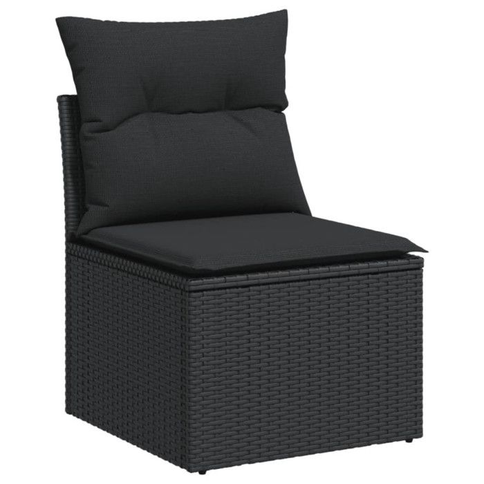 VidaXL Garden Sofa Without Armrests Cushions, Seat with Cover, Outdoor Patio Balcony Terrace Furniture, Black Resin 365961