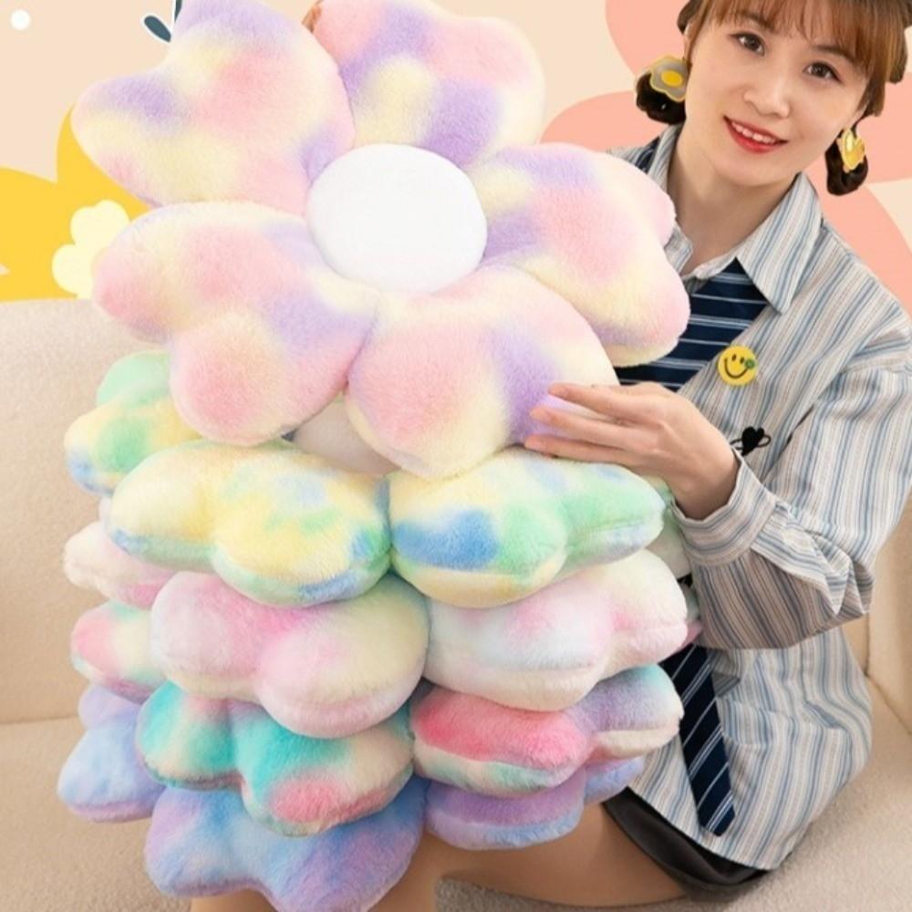 Colorful Flower Plush Pillow Fluffy Cherry Blossom Mat Kawaii Petals Seat Cushion  Kids Room