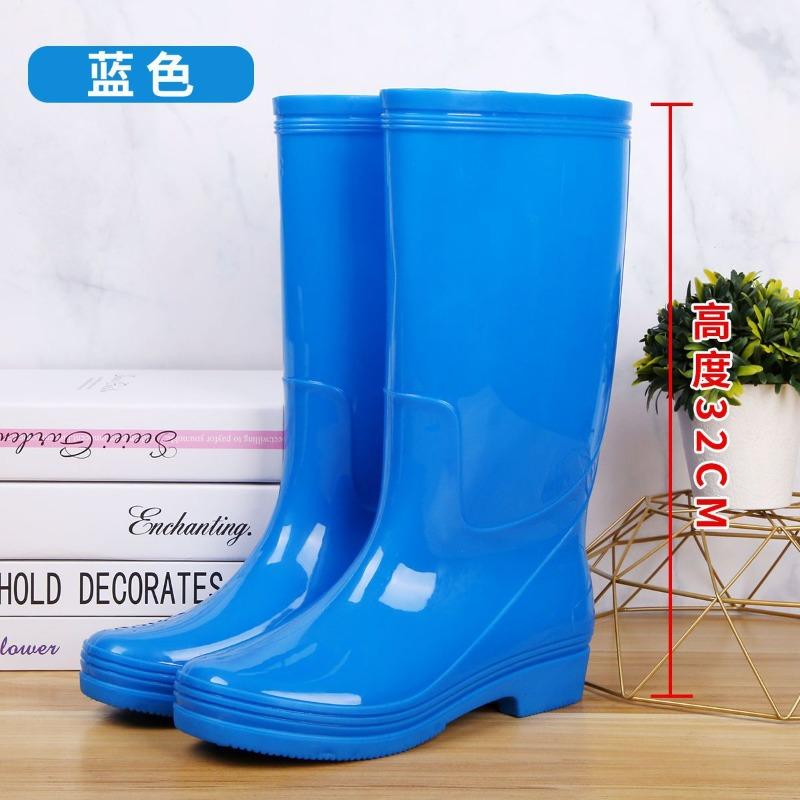 High tube rain shoes women's rain boots waterproof shoes women's fleece overshoes water boots women's fashion medium tube adult non-slip