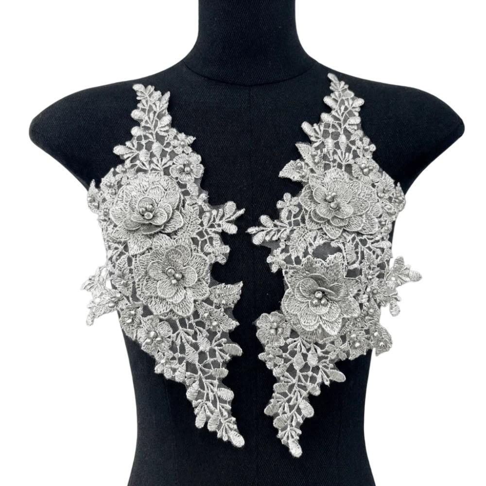 3D Rhinestone 3D Bead Embroidery Patch Multicolor Wedding Dress Accessories  Garment Decoration