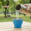 Portable Silicone Folding Water Cup Outdoor Heat Resistant Telescopic Collapsible Foldable Mug With Lid For Travel Camping