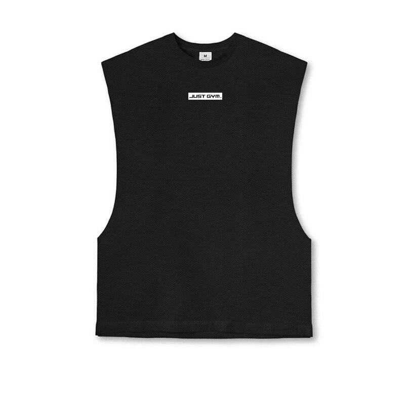 Muscleguys American Basketball Sports Training Sleeveless Vest Summer Loose Casual Waistcoat Round Neck Mesh T-shirt