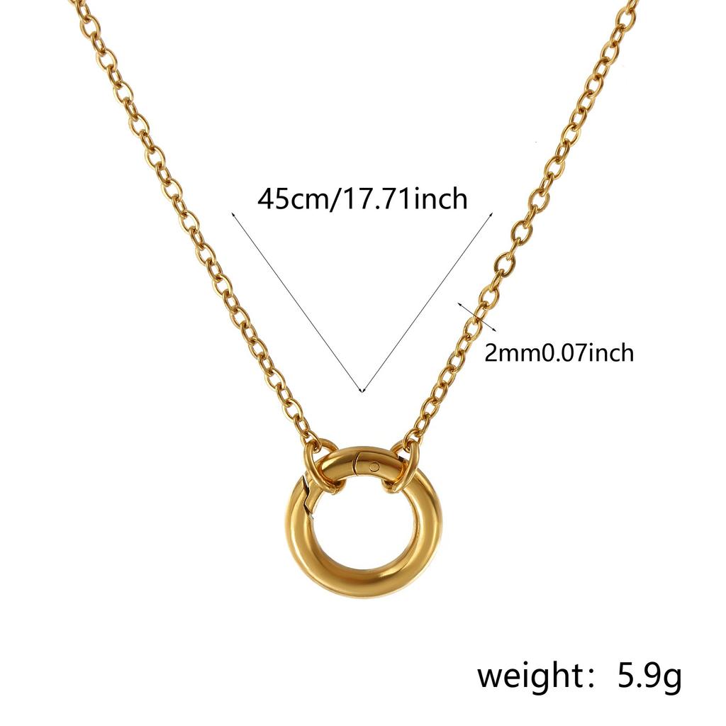1pc 18k Gold Plated Necklace 304 Stainless Steel Circular Spring Buckle Pendant Necklace For Women Minimalist Exquisite Gift