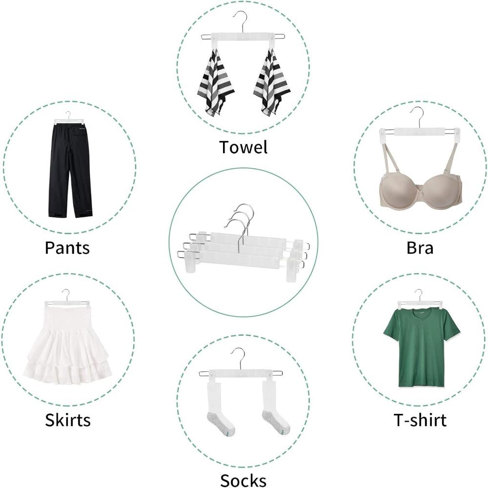 Věšáky na kalhoty s klipy, Věšáky na sukně, Otočné háčky o 360°, Prostorově úsporné věšáky na kalhoty, sukně, oblečení, džíny