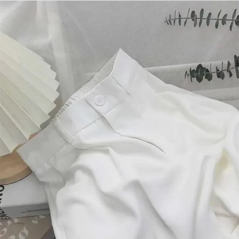 Dámské kalhoty k obleku s vysokým pasem, slim rovné, jaro/podzim 2023, korejský styl, devítibodové cigaretové, ležérní.