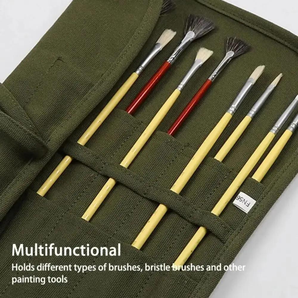 New High-Capacity Painting Brushes Storage Bag 22 Holes Multifunctional Watercolour Brushes Slots Canvas Roll Up Pen Bag