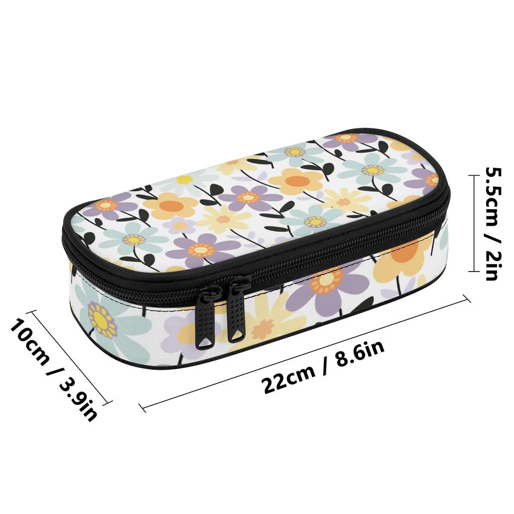 Pen Case Casual Spacious Storage 300D Polyester Smooth Zipper with Mesh Pocket Removable Divider and Pen Slots for Students