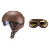 Retro Open Face Motorcycle Helmet Leather Cruiser Scooter Adult