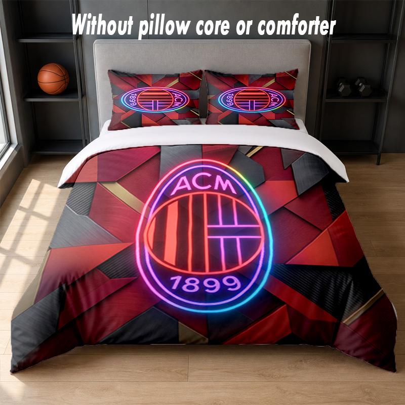AC Milan Design Bed Bedding Set 1 Duvet Cover + 2 Pillowcases Soft Breathable Household Bed Linens