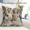 Pastel Bunny Pair Pillow Cover Double Sided 2D Print Cozy Stylish Pillow Cover Bedroom Living Room Sofa Charming Accessory Gift