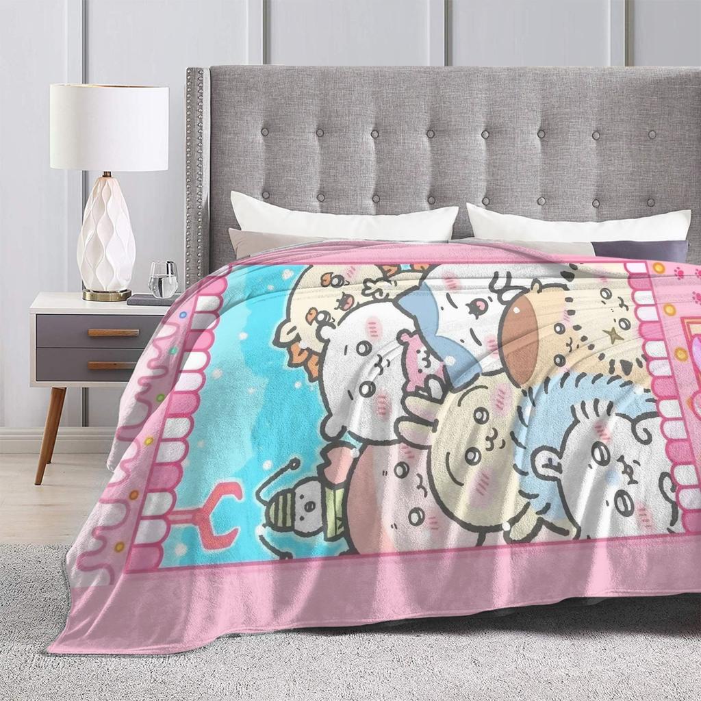 Chiikawa Catoon Flannel Blanket Grabber Kawaii Customized Throw Blankets for Sofa Bedding Lounge 125*100cm Bedspread