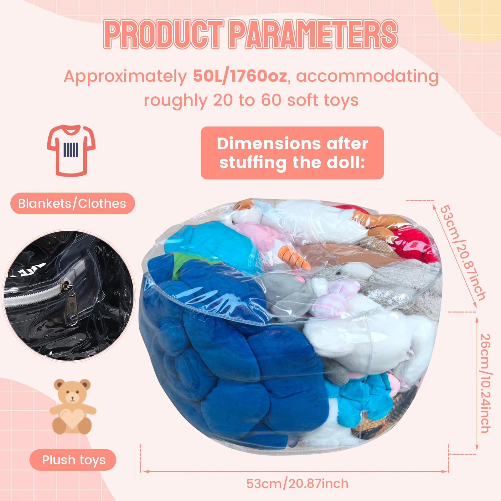 

150/180 л Прозрачный Детский Плюшевые Игрушки Хранение Чехол для Стула Мешок-Бинбэг с Молнией Водонепроницаемый Вместительный Сумки для Хранения Больших Кукол