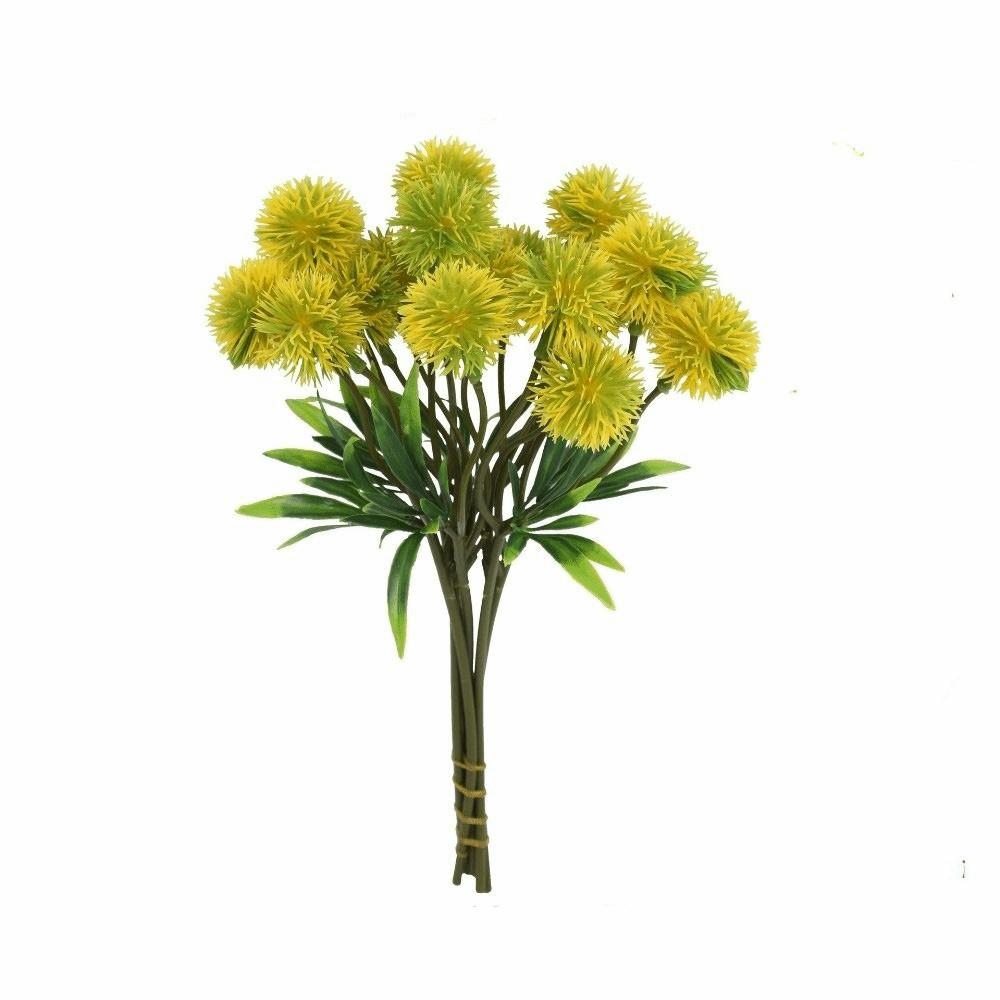 Realistic Artificial Scallion Ball Flower Ball Chrysanthemum Simulation Plants  Wedding Decoration жёлтый
