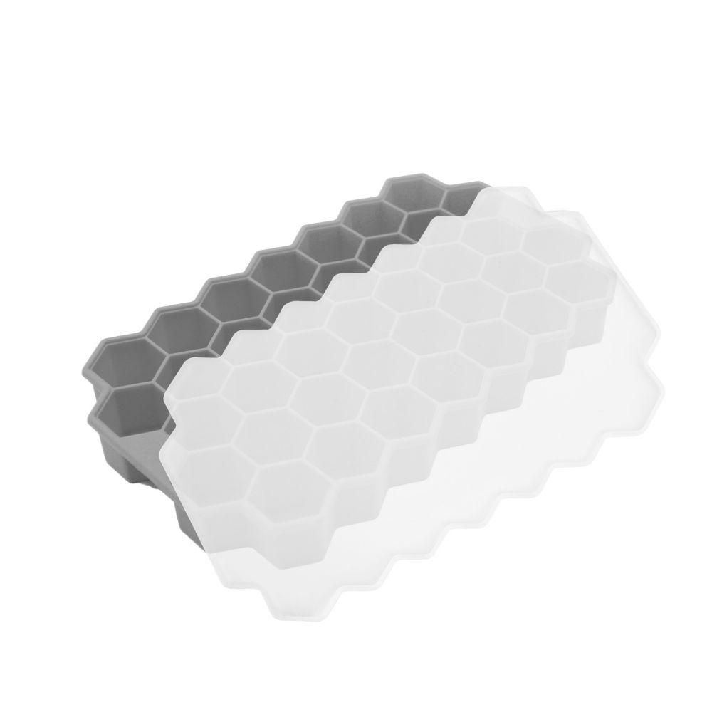 1PC 37Grid  Ice Tray Mold Food Grade Soft Silicone Ice Cube With Cover Honeycomb Washable And Reusable DIY Ice Maker Home Kitchen Tools