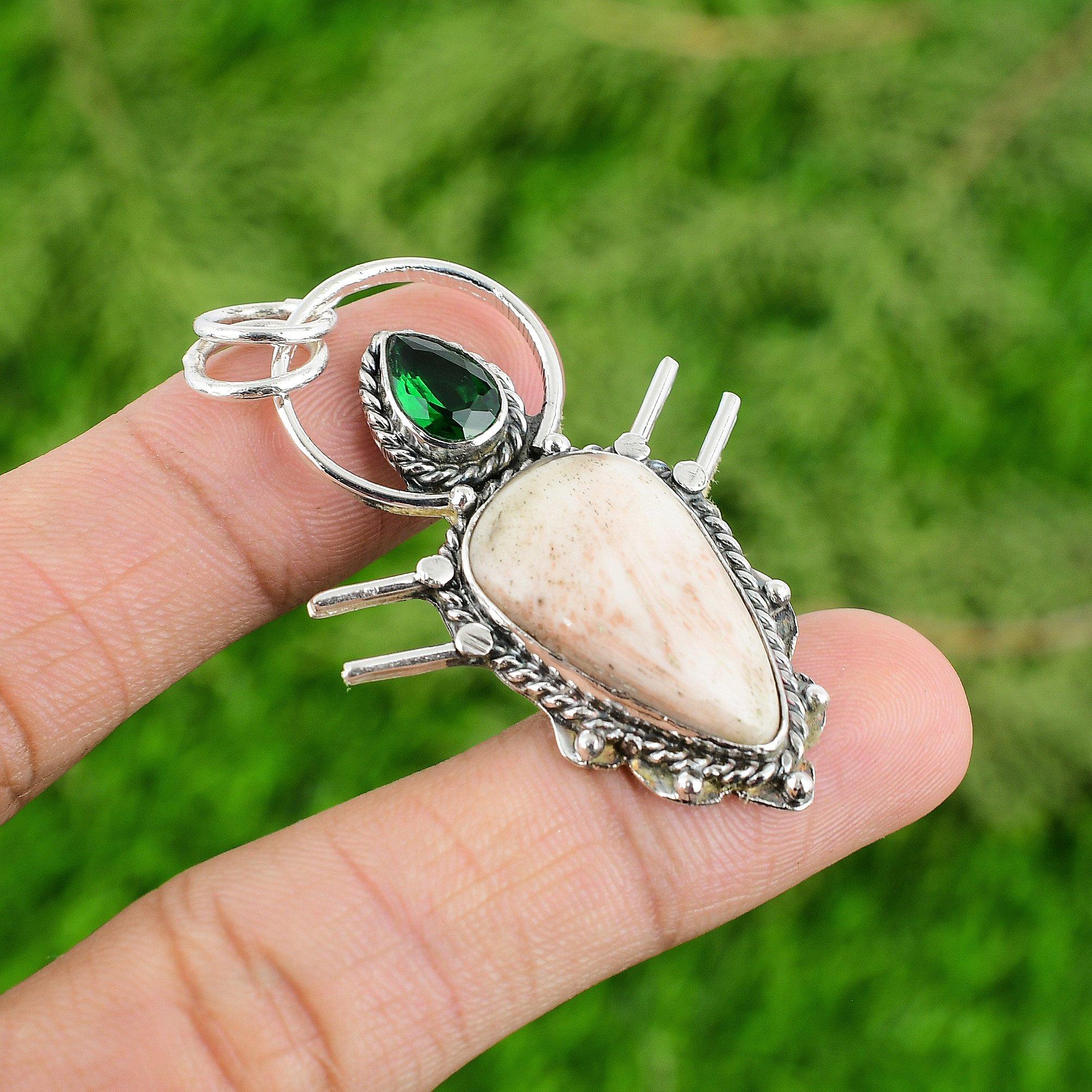 

Natural Scolecite Gemstone Pendant 925 Sterling Silver Indian Jewelry For Women