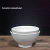 High-Footed White Porcelain Rice and Ramen Bowl - Anti-Scald Design, Conical Shape, Ideal for Soup and Porridge