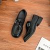 Grape mother platform small leather shoes women small height increase loafers British style retro uniform single shoes women's high sense