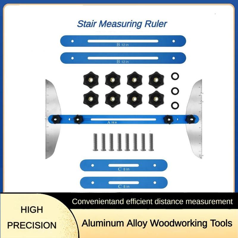 Portable Household Stair Measuring Ruler Aluminum Alloy Staircase Ruler Professional Staircase Renovation Measuring Tool синий