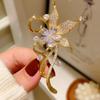 Fashion Rhinestone Bauhinia Flower Brooches For Women Clothing Coat Jewelry Accessories Gifts