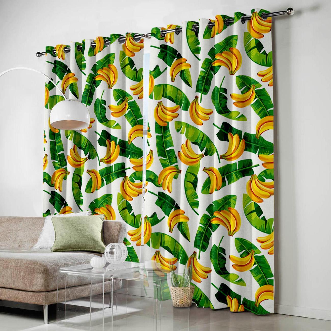 Банановые листья и бананы Домашний декор Оконные шторы Спальня Кухня Шторы Панельные — фото 3