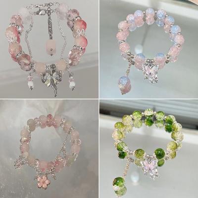 Jewelry Gift Lucky Bracelet with Colorful Beads Dainty Bangle Bead Chain  for Bestie Women Girls