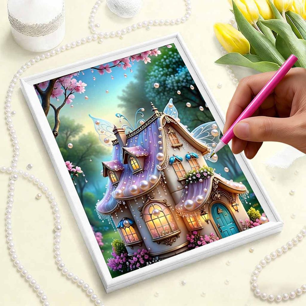 Das Exquisite Perlmosaik-Gemälde des Disney Traum-Feenhauses Handgefertigte Perlenstickerei-Kunstwerke Geschenke für Paare Heimdekorations-Designs