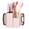 Conjunto de utensílios de cozinha de silicone, conjunto de facas, ferramentas de cozinha diárias, espátula, colher, raspador, tábua de corte com armazenamento