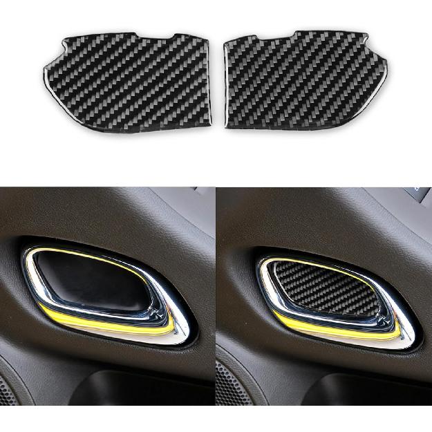 Real Soft Black Carbon Fiber Car Inner Door Handle Bowl Panel Door Bowl Collision Protector Cover Trim Sticker Compatible with Chevrolet Camaro
