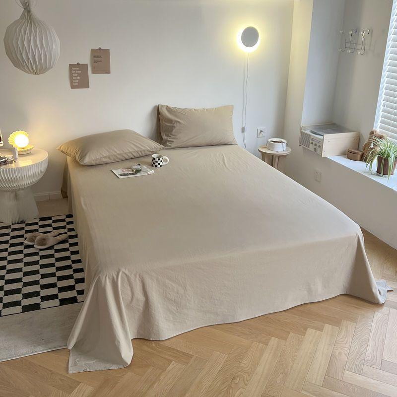 

Ins Solid Color Full Wrap Fitted Bed Sheet Thick Skin-friendly Simple For Student Dorm Single Bed 120*230 бежевий