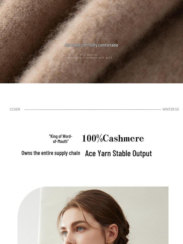100% Pure Cashmere Women's Pullover: Round Neck, Loose, Slim-Fit, Soft Sweater for Autumn/Winter