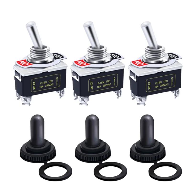 5Pcs Heavy Duty Car Boat Rocker Toggle Switch 15A 250V 2Pin SPST ON/OFF Rocker Switches with Waterproof Boot Spst Rocker Switch