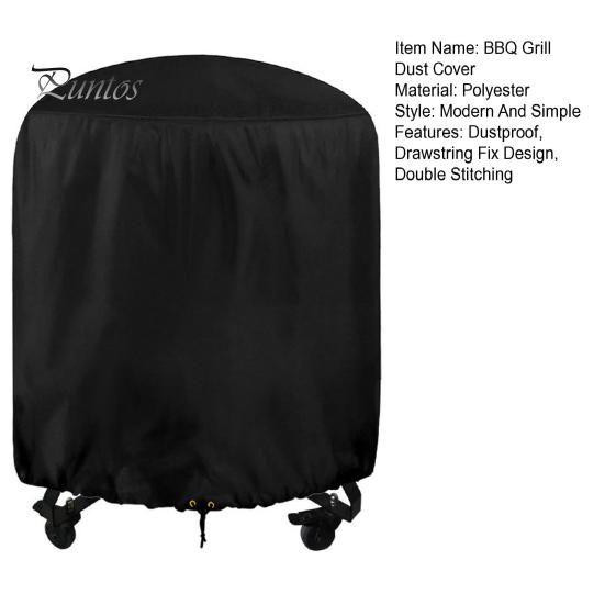 Runder BBQ-Grill-Staubschutz, wasserdicht, staubdicht, Kordelzug-Fix-Design, doppelte Nähte, Anti-Penetrations-Beschichtung