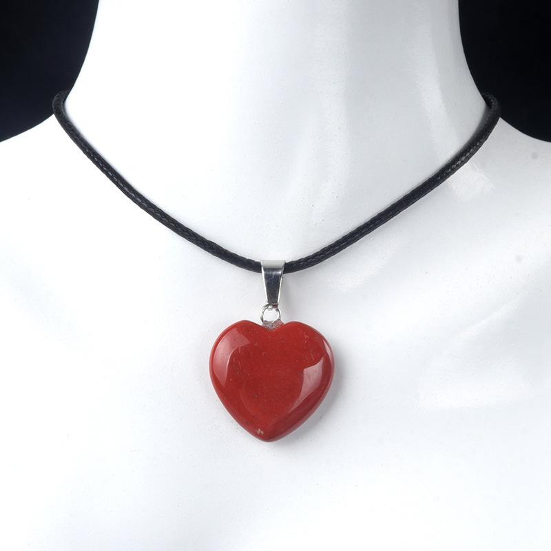 1 Stück Naturstein Herzform Anhänger Kristall Amethyste Heilkristall Halskette Damen Charme Herren Schmuck