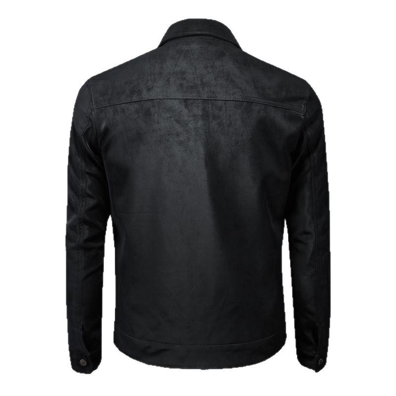 Herren Suede-ähnliche Baumwollmischung Slim Fit Freizeitjacke Leichte Kapuzen-Außenjacke in Khaki Schwarz
